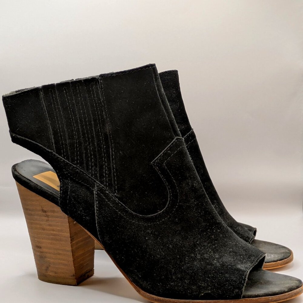 Dolce Vita Open Toe Suede Booties - Black